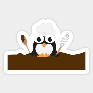 Penguin with Chef Hat in Chocolate Sticker